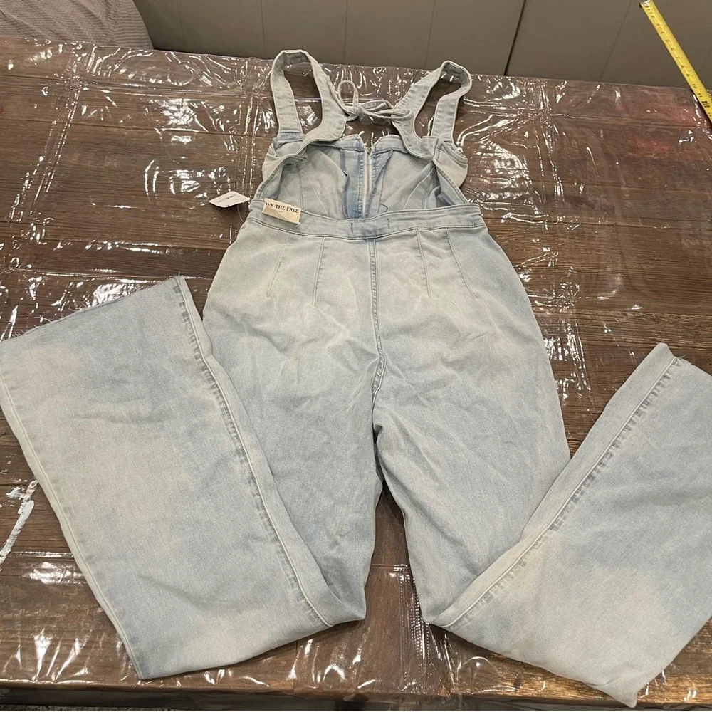 Free People light Blue crvy on 2nd ave one piece Jumpsuit with Wide Legs - Picture 14 of 16